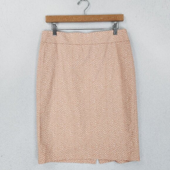 Ann Taylor LOFT Skirt Womens 8 Pink Tan Cotton Blend Pencil Knee Length NEW - Picture 1 of 10